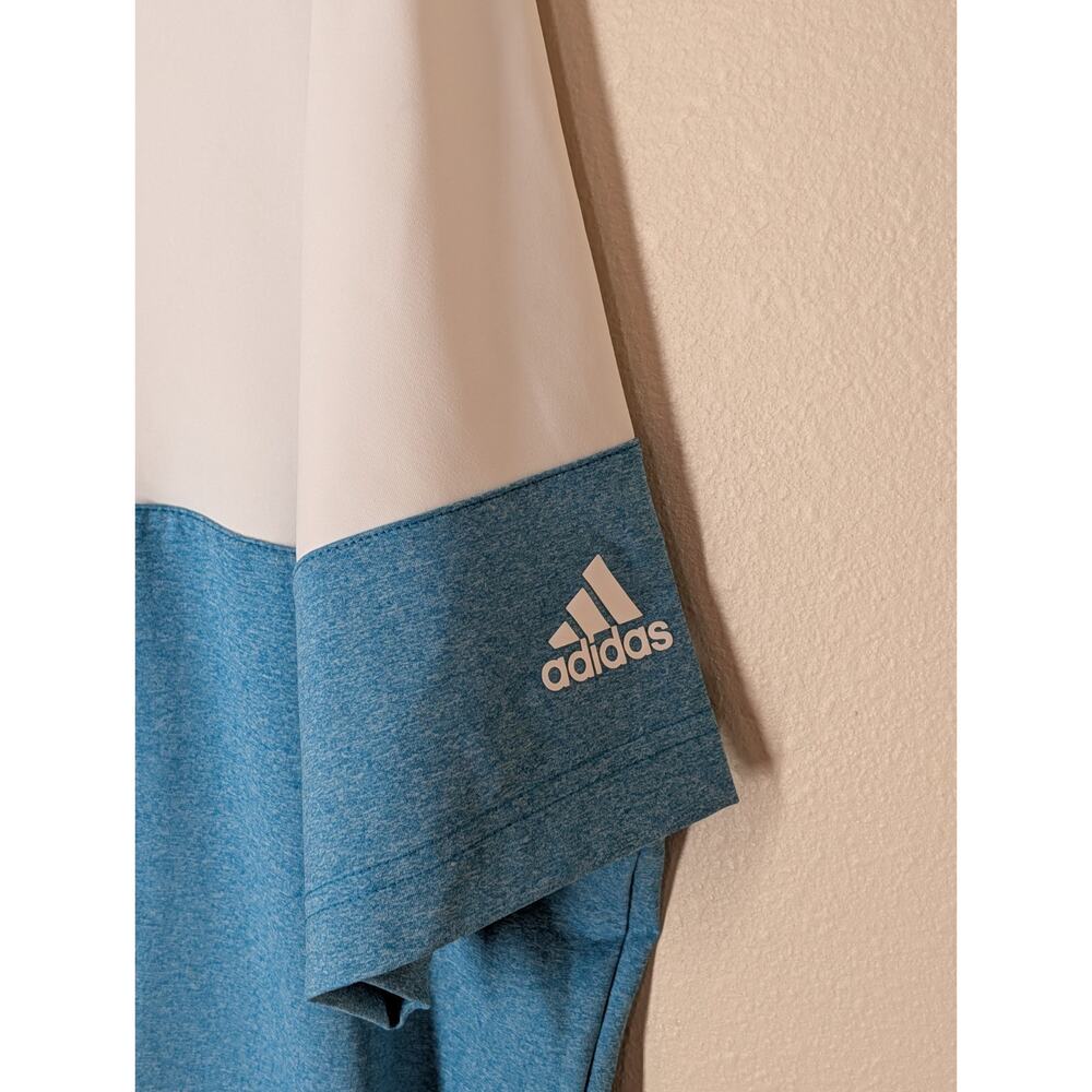 Adidas Men’s 2XL White Blue Color block Performance Golf Polo Stretch Breathable - Picture 3 of 9